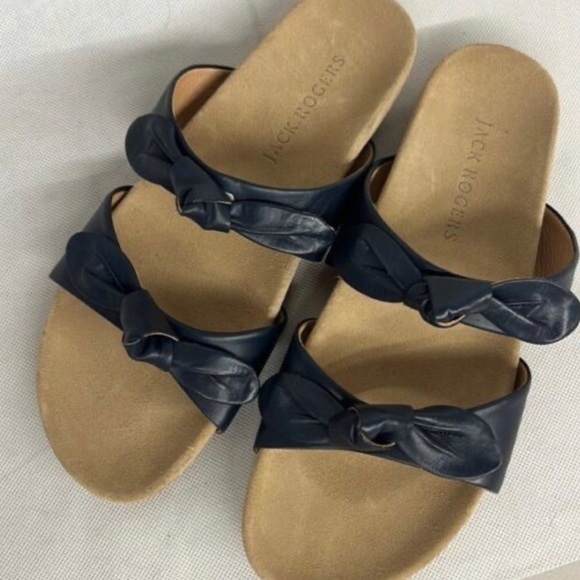 Jack Rogers Annie Double Knot ComfortSandal Leather Footbed Slide Sandals - Picture 1 of 12